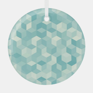 Hexagonal Blue Seamless Pattern Glass Tree Decoration