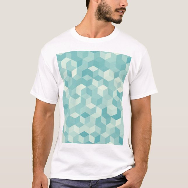 Hexagonal Blue Seamless Pattern T-Shirt (Front)