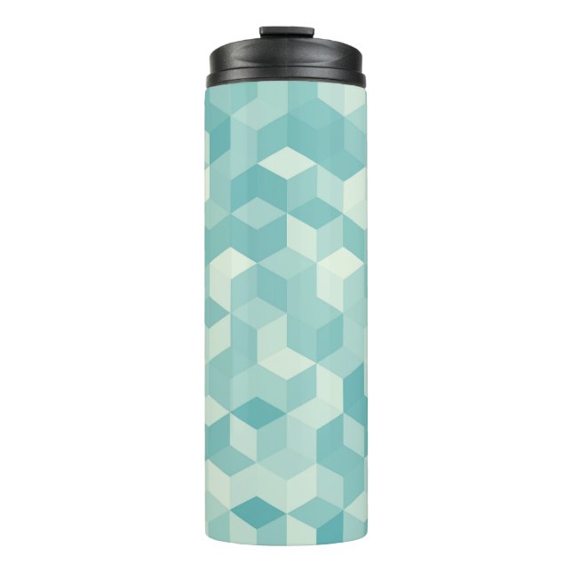 Hexagonal Blue Seamless Pattern Thermal Tumbler (Front)