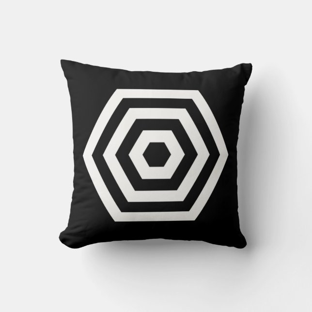 Hexagonal Geometric Shape on Black Cushion (Front)