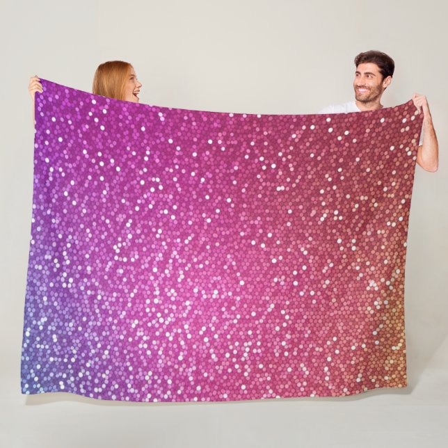 Hexagonal Glitter Rainbow Gradient Fleece Blanket (In Situ)