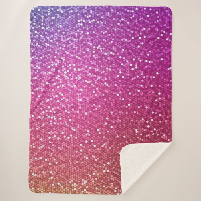Hexagonal Glitter Rainbow Gradient Sherpa Blanket (Front)