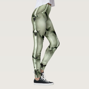 Hexagonal green bubble textured background leggings