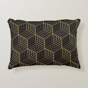 Hexagonal Harmony: Art Deco Elegance Decorative Cushion