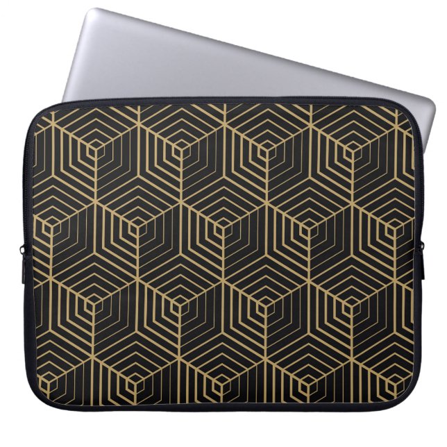 Hexagonal Harmony: Art Deco Elegance Laptop Sleeve (Front)