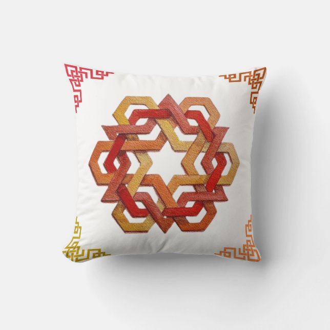 Hexagonal Harmony Throw Pillow (Front)