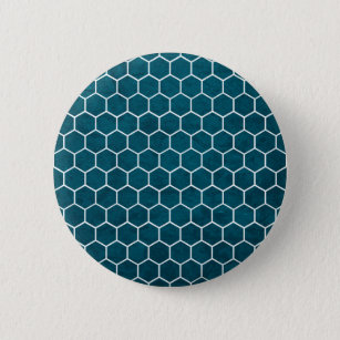 Hexagonal Hexagon Pattern Deep Blue 6 Cm Round Badge