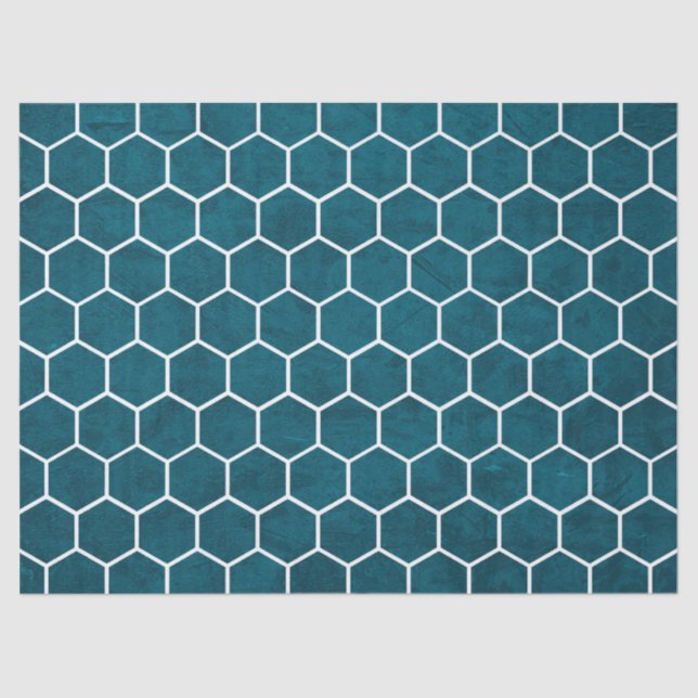 Hexagonal Hexagon Pattern Deep Blue Tissue Paper (Front)