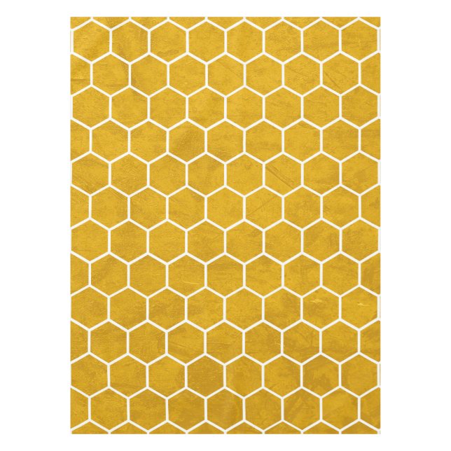 Hexagonal Hexagon Pattern Yellow Tablecloth (Front)