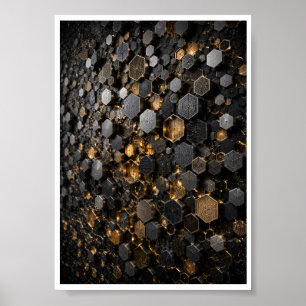 Hexagonal Hive Micro Mosaic Wall Art