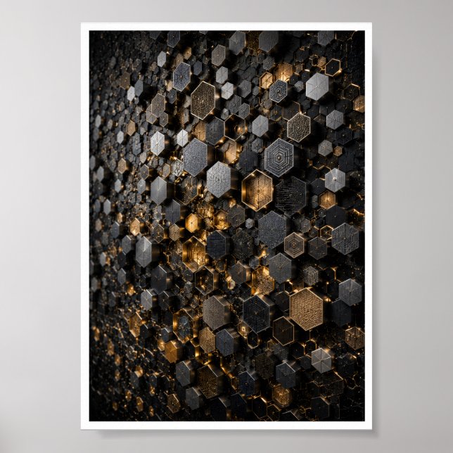 Hexagonal Hive Micro Mosaic Wall Art (Front)