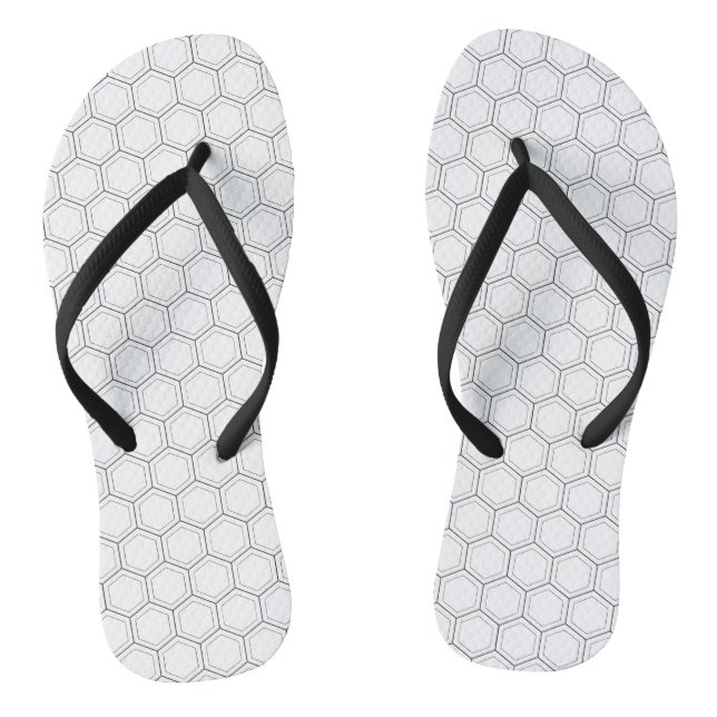 Hexagonal japanese traditional pattern black line jandals (Footbed)
