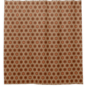 Hexagonal Kimono Print, Brown and Beige Shower Curtain