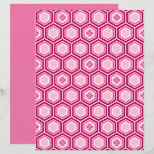 Hexagonal Kimono Print, Burgundy and Pink 