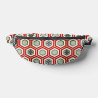 Hexagonal Kimono Print, Red and Grey / Grey