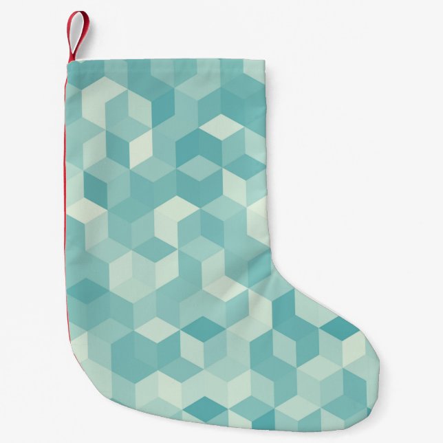 Hexagonal light blue seamless pattern small christmas stocking (Front)