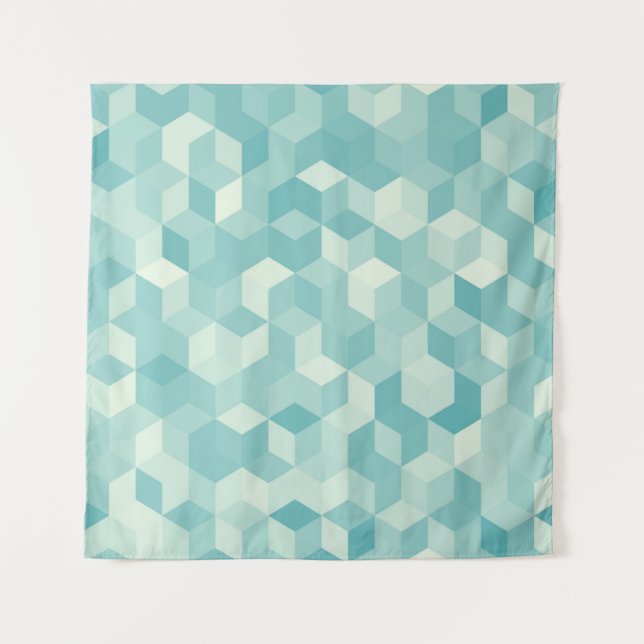 Hexagonal light blue seamless pattern tapestry (Front)