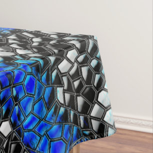 Hexagonal mosaic or fish scaly black to royal blue tablecloth
