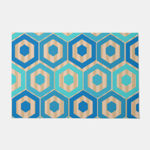 Hexagons and Stripes – Sea and Sand Doormat