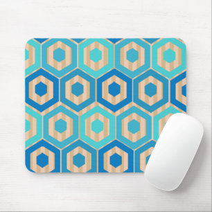 Hexagons and Stripes – Sea and Sand Mouse Pad