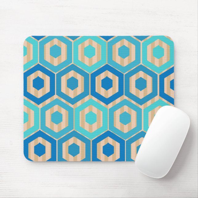 Hexagons and Stripes – Sea and Sand  Mouse Pad (With Mouse)