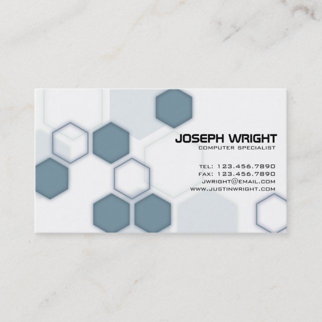 Hexagons - Blue Business Card (Front)