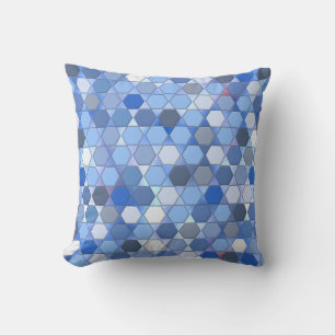 Hexagons in Shades of Blue Cushion