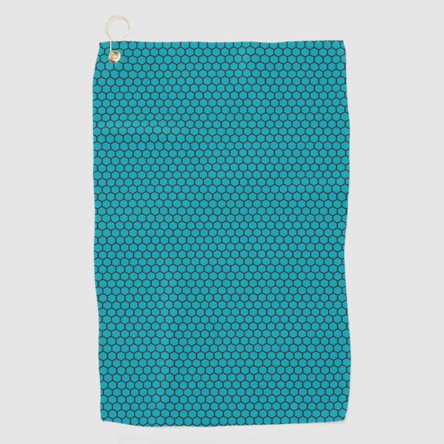 Hexagons on turquoise Background Golf Towel (Front)
