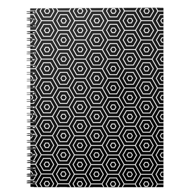 Hexagons texture geometric pattern spiral notebook (Front)