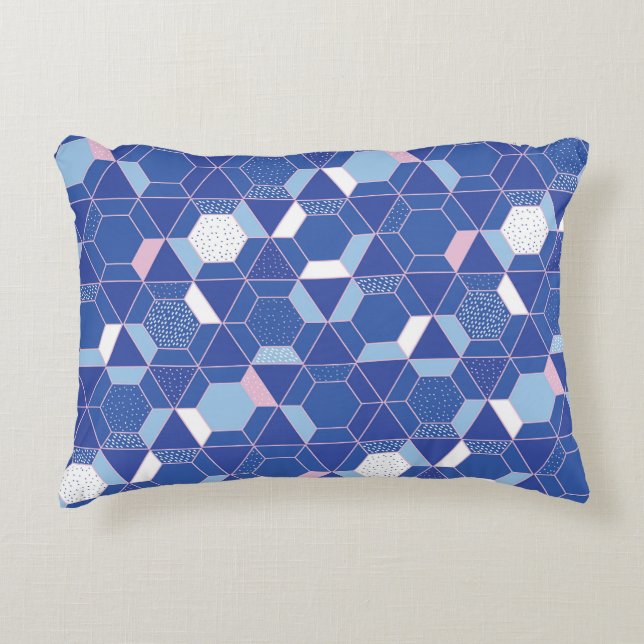 Hexagons, triangles: geometric abstract pattern. decorative cushion (Front)