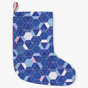 Hexagons, triangles: geometric abstract pattern. small christmas stocking