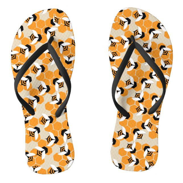 Hexagons with cute honey bees jandals (Footbed)