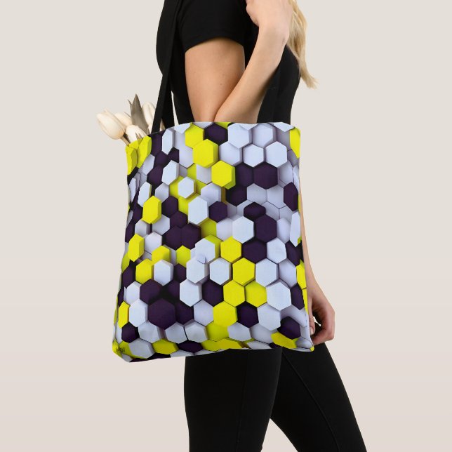 HexaPop Chick Black, White & Yellow Tote (Close Up)