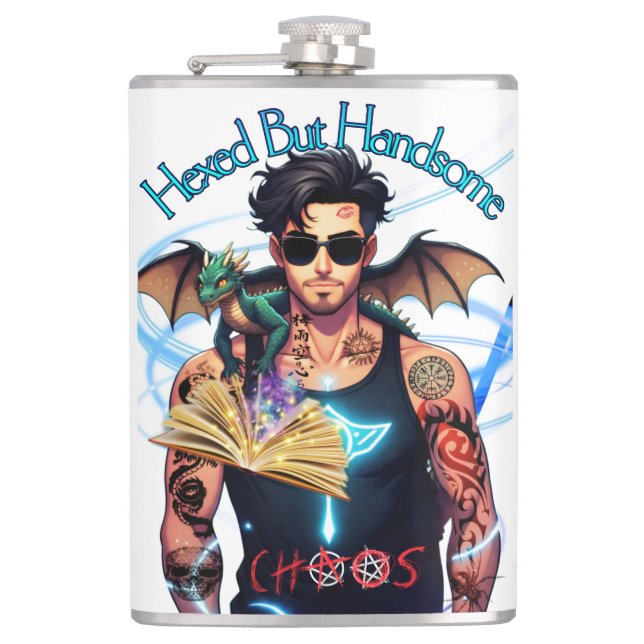 Hexed But Handsome Chaos Hip Flask (Front)