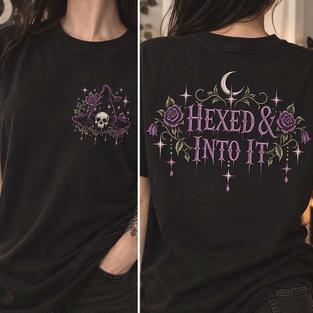 Hexed & Into It Witch Hat Skull Gothic T-Shirt (Creator Uploaded)