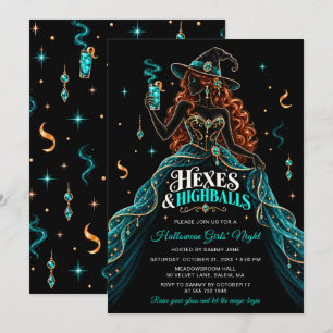Hexes & Highballs Halloween Girls Night Invitation