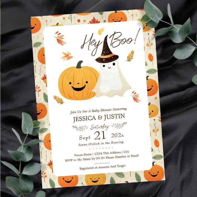 Hey Baby Boo Fall Halloween Baby Shower Invitation (Creator Uploaded)