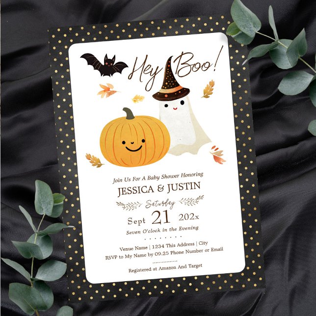 Hey Baby Boo Fall Halloween Baby Shower Invitation (Creator Uploaded)