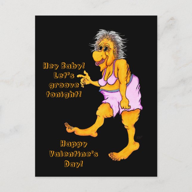 Hey Baby! Let's groove tonight! Groovy Granny Postcard (Front)