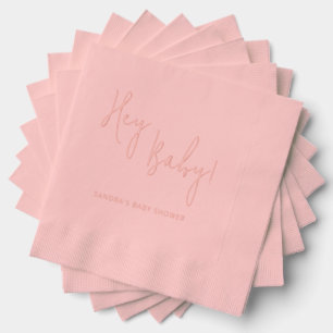 Hey Baby Personalised Name Modern Script Foil Napkins