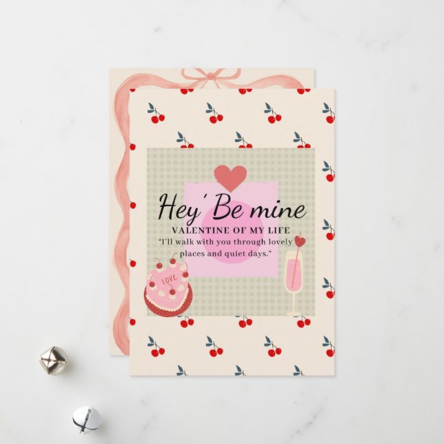 Hey" Be My Valentine  Holiday Card (Front/Back In Situ)