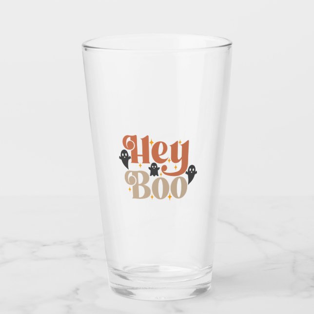 Hey Boo Boho Halloween Hey Boo Ghost Glass (Front)