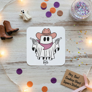 Hey, Boo! Cowboy Ghost  Square Sticker