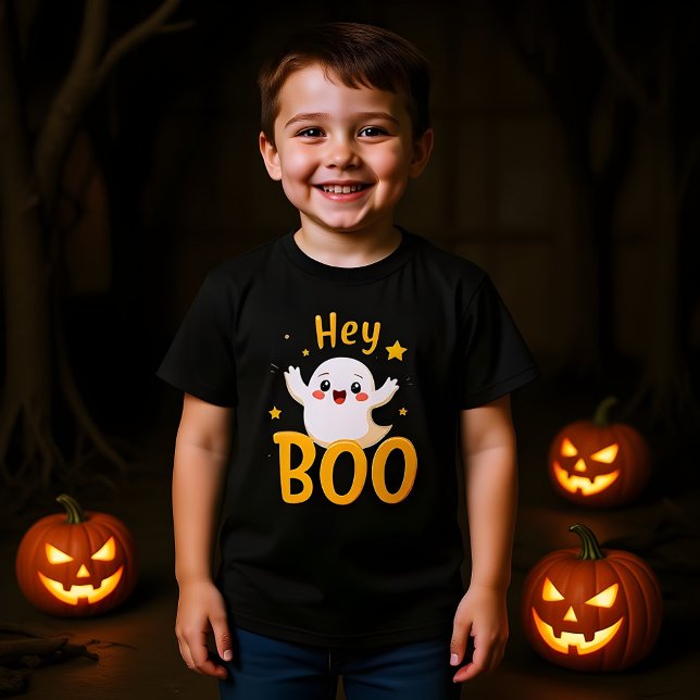 Hey Boo Cute Halloween Ghost Design T-Shirt (Creator Uploaded)