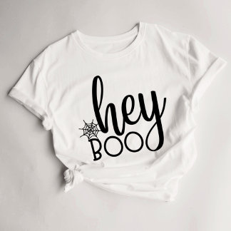 Hey Boo Cute Halloween Womens T-Shirt