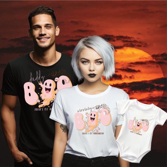 Hey Boo Cute Pink Ghost Baby Girl First Halloween T-Shirt (Creator Uploaded)