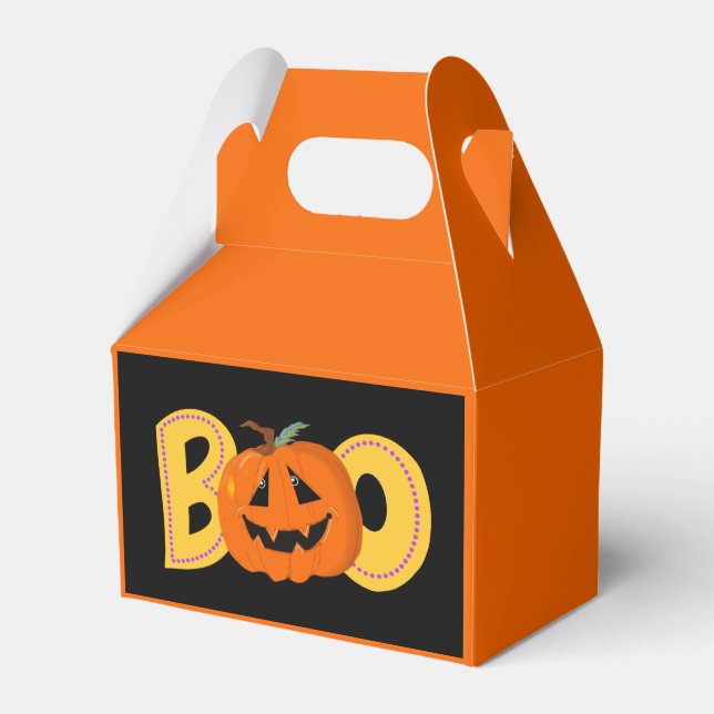 Hey Boo Cute Pumpkin Typography Drawing Art Favour Box (Front Side)