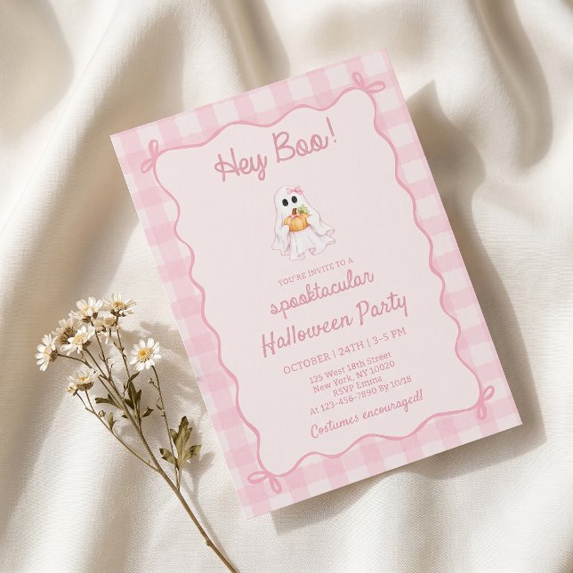 Hey Boo Cute Spooky Ghost Halloween Invitation (Creator Uploaded)