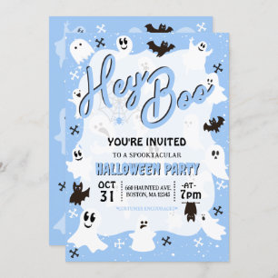 Hey Boo Cute Spooky Ghost Halloween Party Invitation