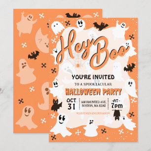 Hey Boo Cute Spooky Ghost Halloween Party Invitation